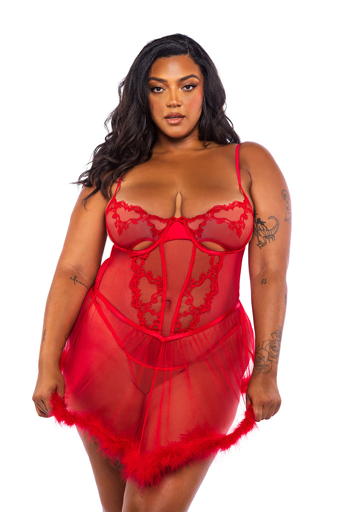 plus sized red lingerie