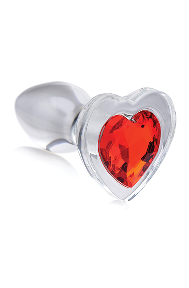 Small Glass Red Heart Gem Butt Plug | TWU